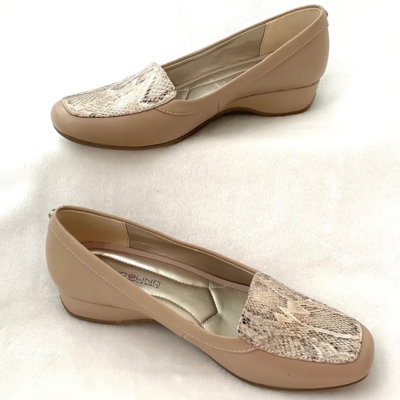 Beige Bandolino Lilas slip on leather comfort work shoes snake print  Sz 6.5M - Picture 2 of 15